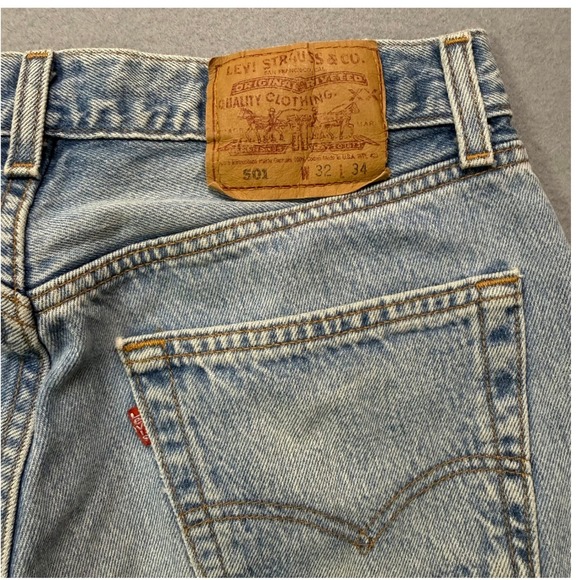 VTG Levi Strauss 501 Mens Light Wash Straight Leg Jeans W32L34 Y2K Grunge Cowboy - Picture 4 of 8